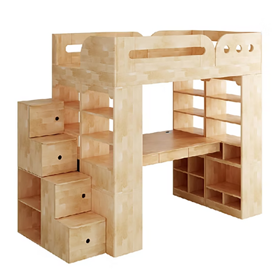 [Sleeping Treasure Castle] Solid wood room set | double bookcase/ladder cabinet-left