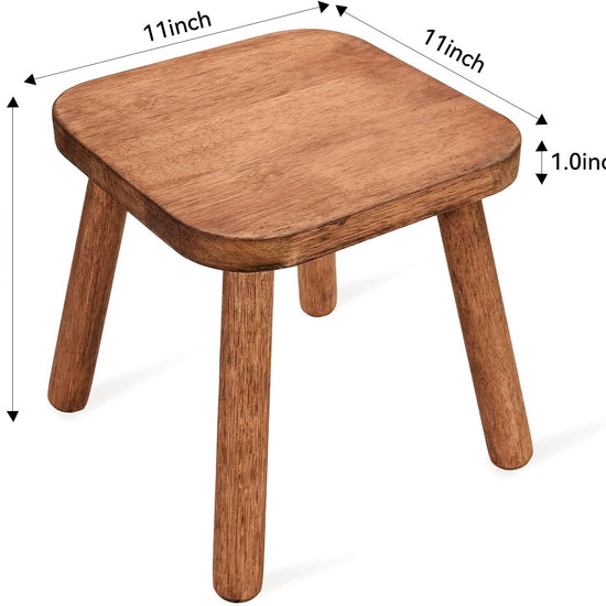 Solid Wooden Stool for Kids 11.7'' Square Stool Wood Plant Stand Stool Children Chair