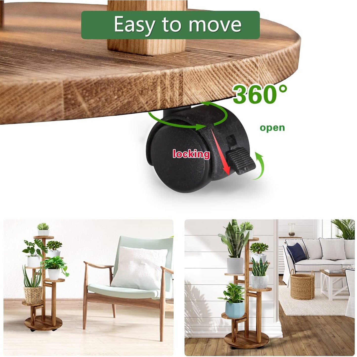 Wood Plant Shelf Corner Display Rack 5 Tiered Tall Plant Stand for Indoor Flower Stand