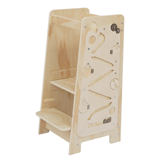 Children's Wooden Multifunctional Game Learning Tower Toddler With Blackboard Toddler Footstool Climbing Chair