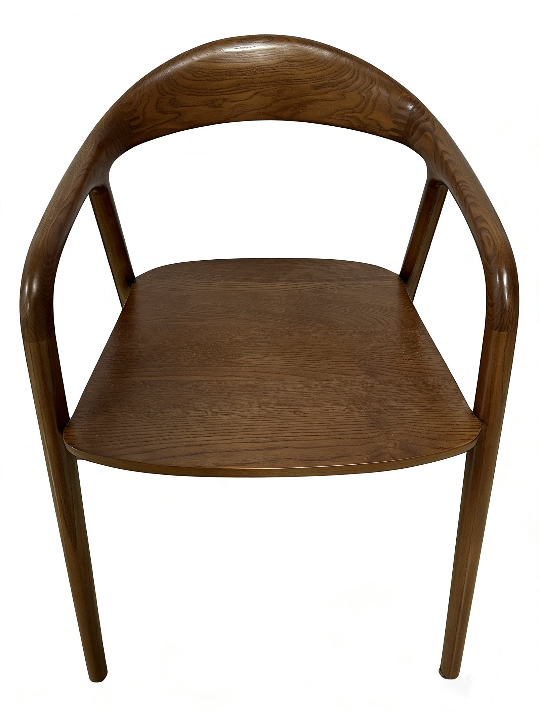 Premium solid wood armchair with ergonomic curved backrest in walnut finish - Huan Furniture