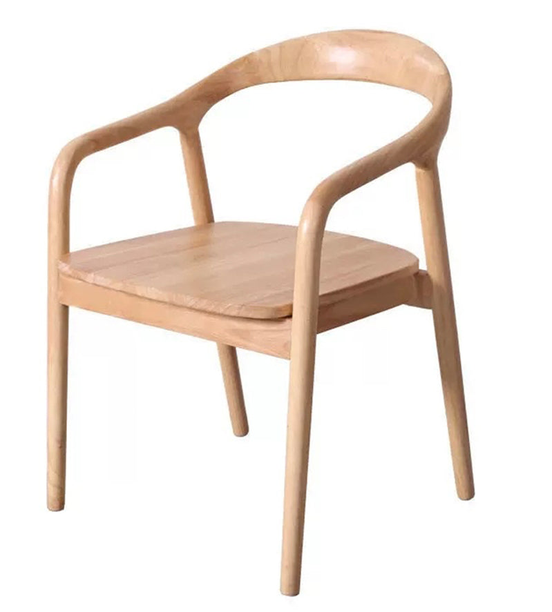 Nordic Style Solid Wood Armchair with Curved Backrest for Conference & Dining