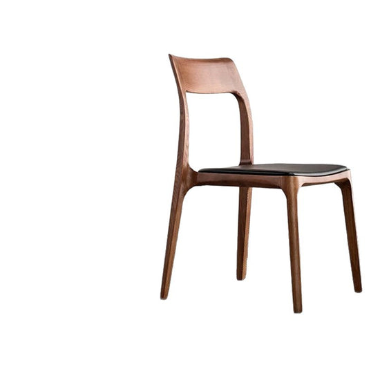 Modern Nordic Solid Wood Dining Chair, Ash Wood Frame with PU Leather Cushion